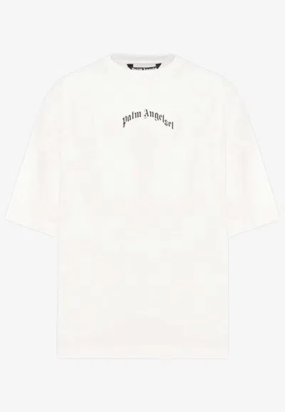 PALM ANGELS CURVED LOGO PRINT T-SHIRT