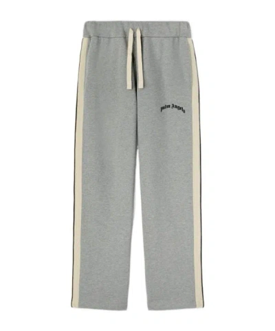 Palm Angels Curved Logo Printed Sweatpants In Gray