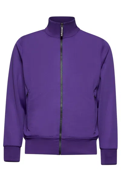 Palm Angels Track Jacket With Curved Logo On Back In Purple