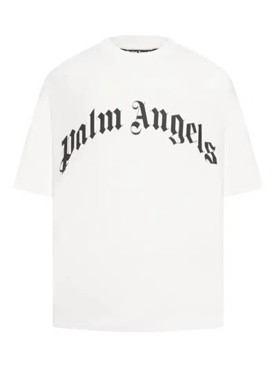 PALM ANGELS PALM ANGELS "CURVED LOGO REGULAR" SHORT SLEEVES T-SHIRT CLOTHING