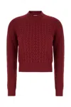 Palm Angels Curved-logo Ribbed-panel Sweater In Burgundy