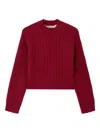 Palm Angels Curved-logo Ribbed-panel Sweater In Red