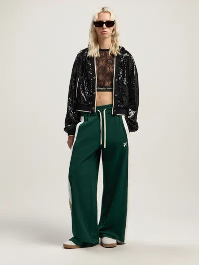 PALM ANGELS CURVED LOGO SEQUIN CROP JACKET