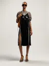 Palm Angels Curved Logo Sequin Slip Dress In Black