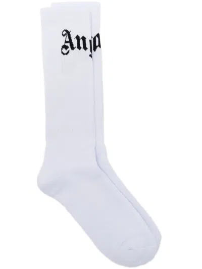 Palm Angels Curved Logo Socks In White