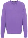 Palm Angels Curve Logo Crewneck Sweater In Purple
