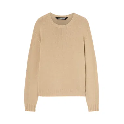 Pre-owned Palm Angels Curved Logo Sweater 'beige/white' | Tan | Men's Size Xxl In Brown