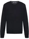 Palm Angels Men Curved Logo Sweater Knit Round Neck In Dark Grey Off White