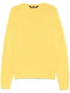 Palm Angels Ribbed Crewneck Sweater With Long Sleeves In Gelb