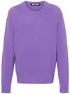 Palm Angels Curve Logo Crewneck Sweater In Violet Light Lime