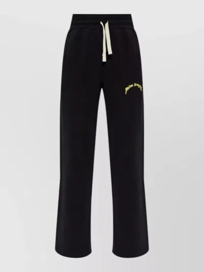 Palm Angels Curved Logo Sweatpants Side Pockets In Black