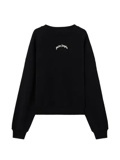 Palm Angels Back Curved Logo Loose Sweatshirt In Black