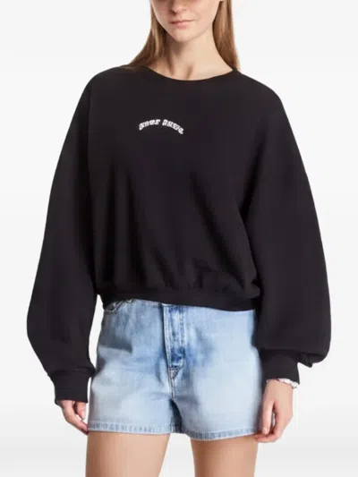 Palm Angels Curved Logo Sweatshirt In Black