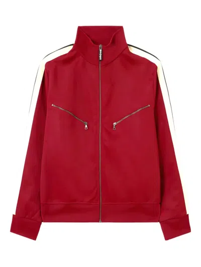 Palm Angels Curved Logo Zip-up Track Jacket In Red
