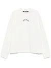 Palm Angels Relaxed Fit Knit Sweater With Bold Lettering In White