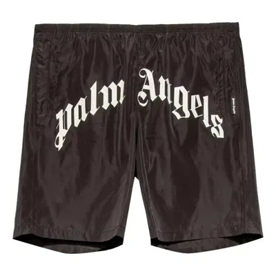 Palm Angels Curved Logo Swim Short 'black White'