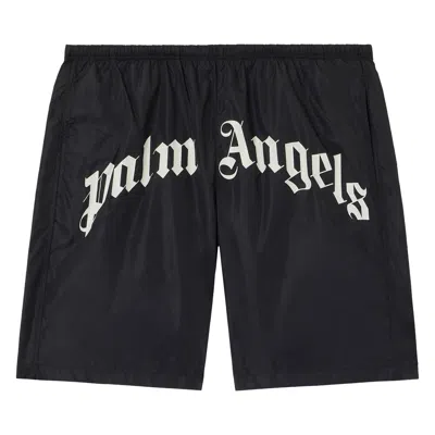 Pre-owned Palm Angels Curved Logo Swimshort 'black/off White' | Men's Size Xl