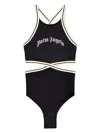 Shop Palm Angels Curved-logo Swimsuit In Black