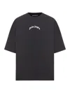Palm Angels Back Curved Logo Oversized Short Sleeves T-shirt In Black