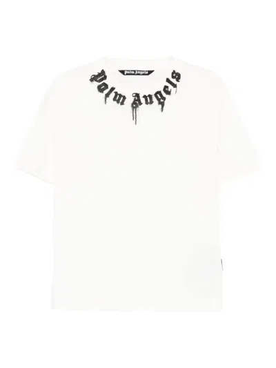 Palm Angels Curved Logo T-shirt In White