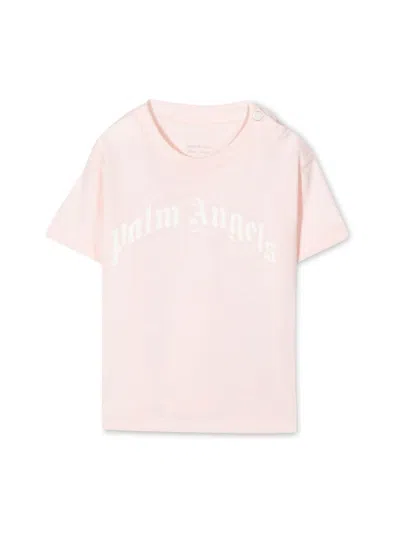 Palm Angels Babies' Logo印花棉t恤 In Pink