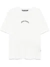 Palm Angels White Black Curved Logo T-shirt In White