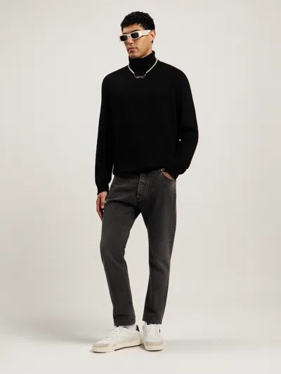 Palm Angels Curved Logo Tneck Sweater In Black