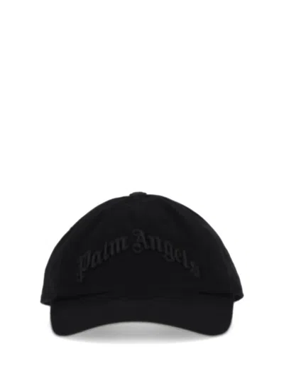 Palm Angels Curved Logo Tonal Cap Black - Black