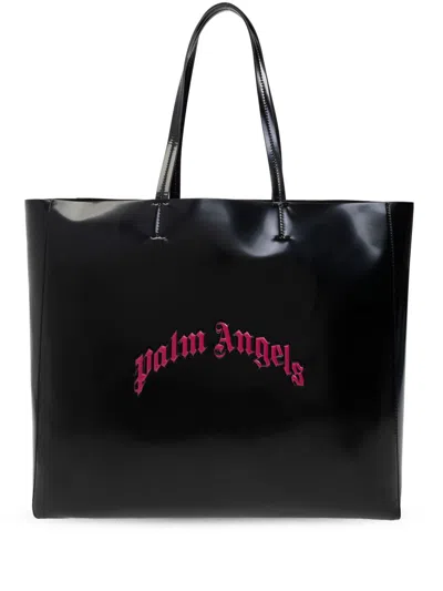 Palm Angels Curved Logo Tote Bag In Schwarz