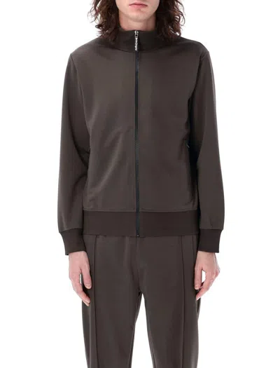 Palm Angels Track Jacket With Curved Logo On Back In Grey
