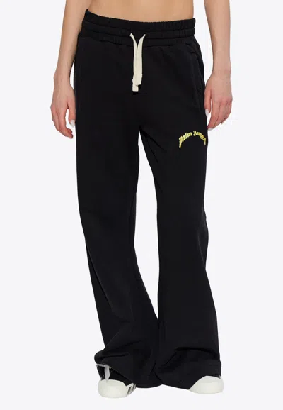 Palm Angels Curved Logo Track Pants In Black