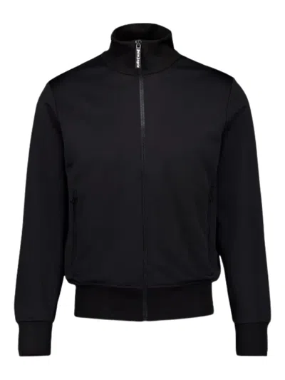Palm Angels Curved Logo Printed Track Jacket In Black
