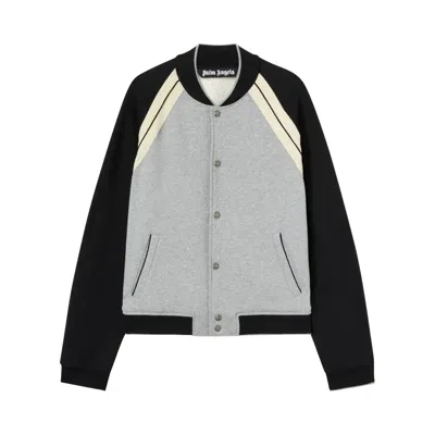 Pre-owned Palm Angels Curved Logo Track Varsity Jacket 'melange Grey' | Men's Size Xl