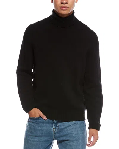 Palm Angels Curved Logo Wool-blend Turtleneck Sweater In Black