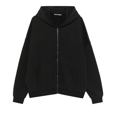 Pre-owned Palm Angels Curved Logo Zip Hoodie 'black' | Men's Size L