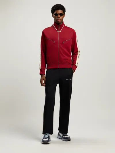 Palm Angels Curved Logo Zip-up Track Jacket In Red