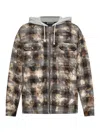 Palm Angels Checked Cotton Blend Shirt In Grey