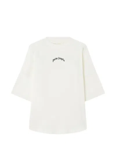 Palm Angels Curved Printed-logo T-shirt In White