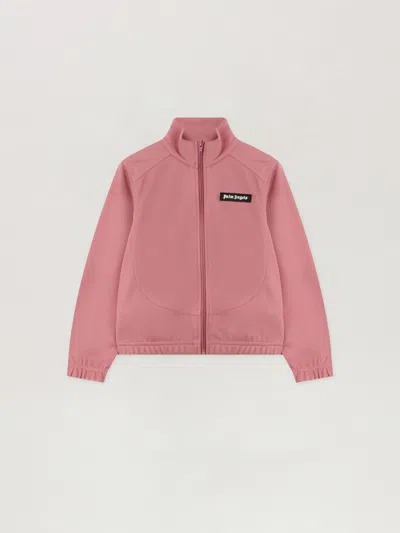 Palm Angels Kids' Curvedlogo Cut Crop Track Jkt In Pink