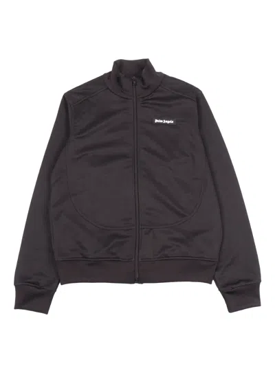 Palm Angels Kids' Curvedlogo Cut Track Jkt Black - Off Whi In Blue