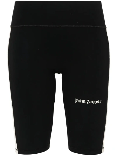 Palm Angels Side-stripe Cycling Shorts In Black  