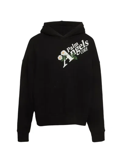 Pre-owned Palm Angels Daisy Hoodie In Black
