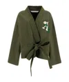 Palm Angels Daisy-logo Belted Coat In Green
