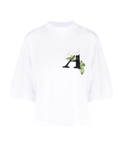Palm Angels Daisy Logo Cropped T-shirt In White
