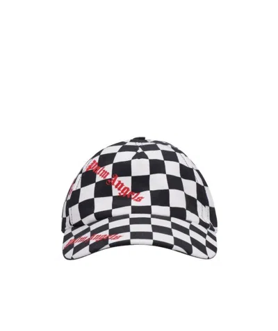 Palm Angels Damier Checked Logo-print Cap In Black