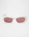 Palm Angels Dana Oval Acetate Sunglasses In 0125 White Red