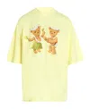 Palm Angels Dancing Bears Print T-shirt In Yellow