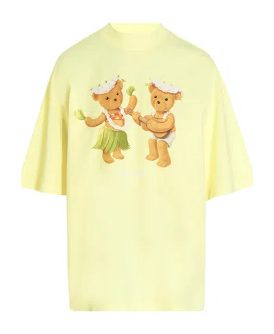 Palm Angels Dancing Bears Print T-shirt In Yellow