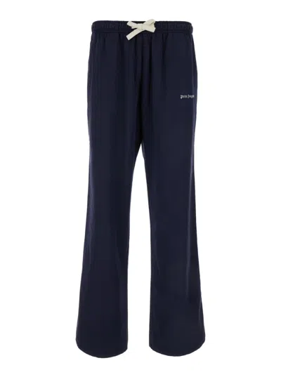 PALM ANGELS DARK BLUE FLARED TROUSERS