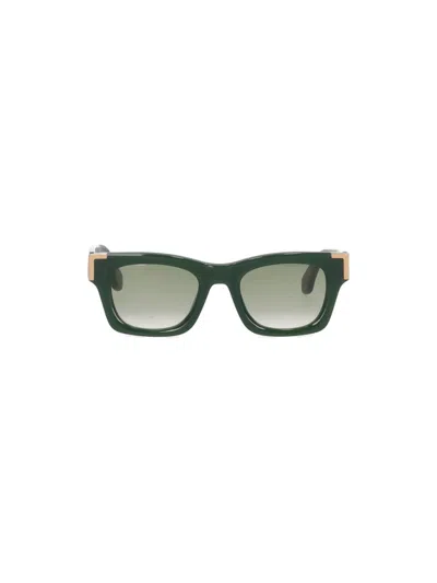 PALM ANGELS DARK GREEN SQUARE-FRAME SUNGLASSES